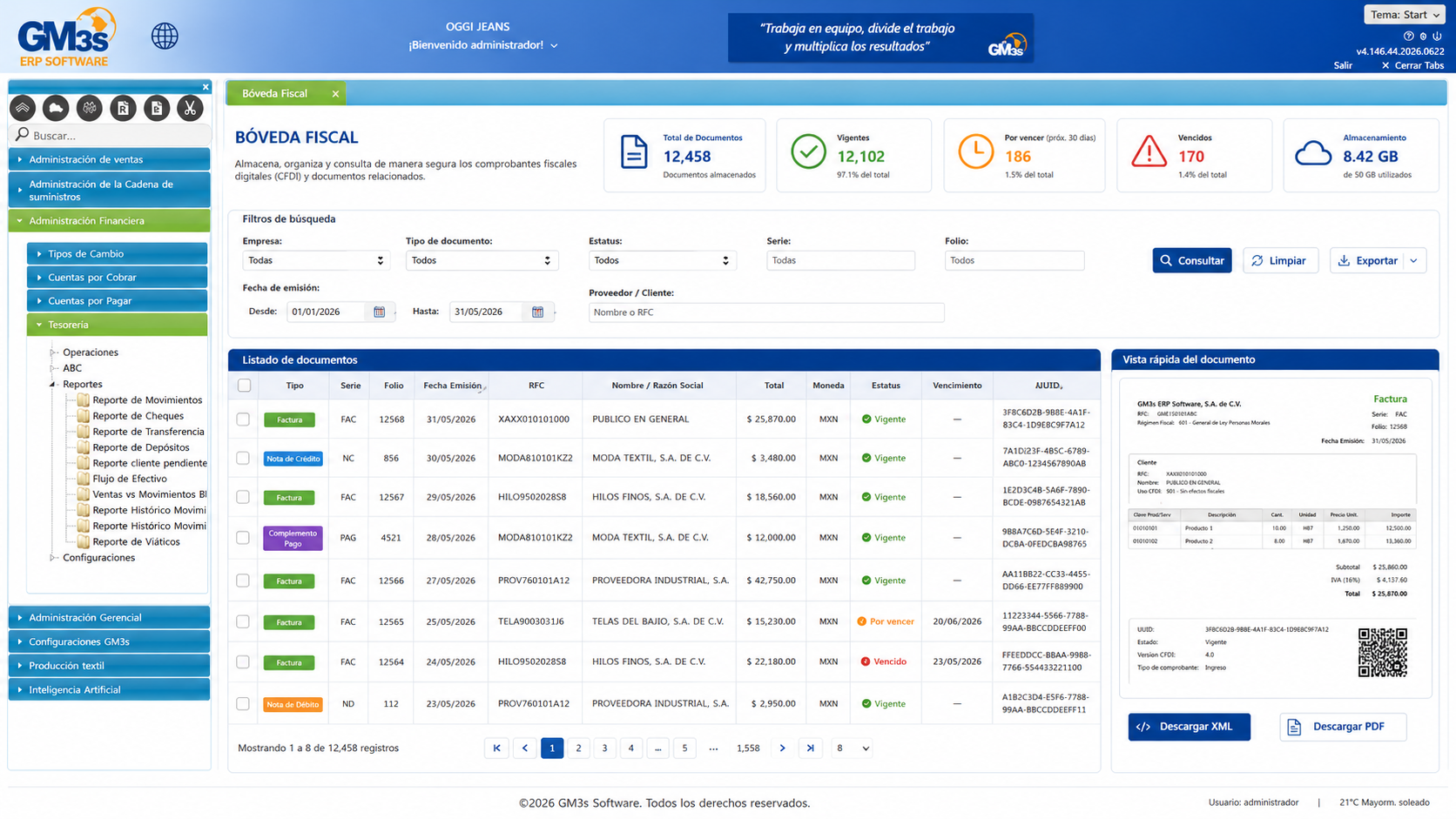Bóveda Fiscal GM3s ERP Software